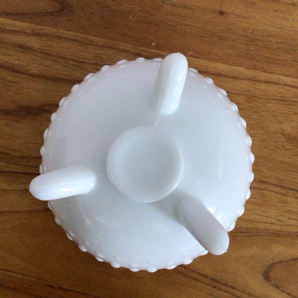 Vintage White Milk Glass Hobnail Footed Bowl - Picture 5 of 5
